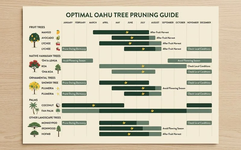 Calendar of optimal pruning windows for Oahu trees