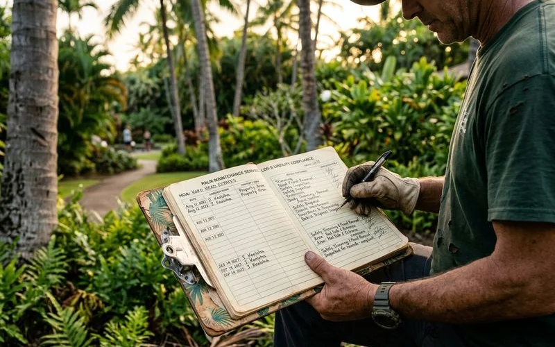 Documented palm maintenance log
