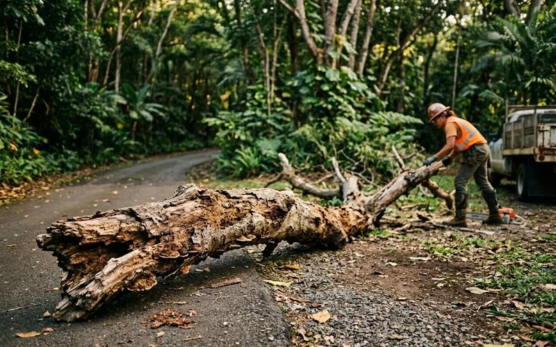 Fallen dead limb showing the hazard