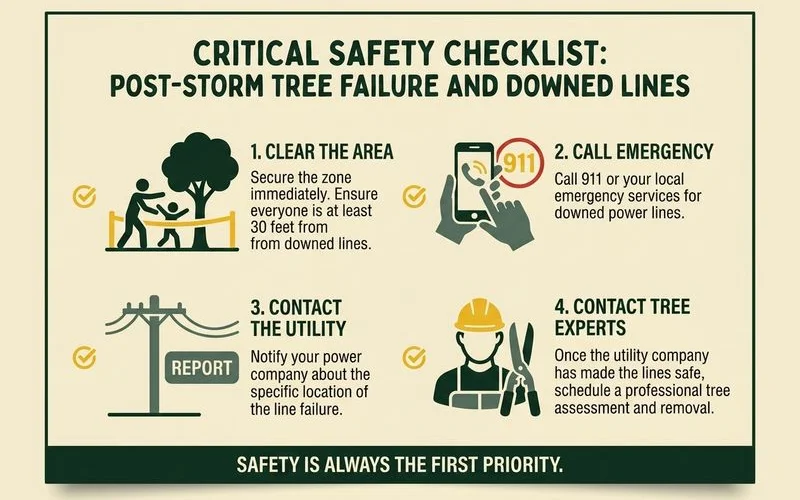 Safety checklist for homeowners immediately after a tree failure