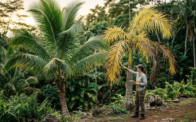Healthy versus declining palm crown